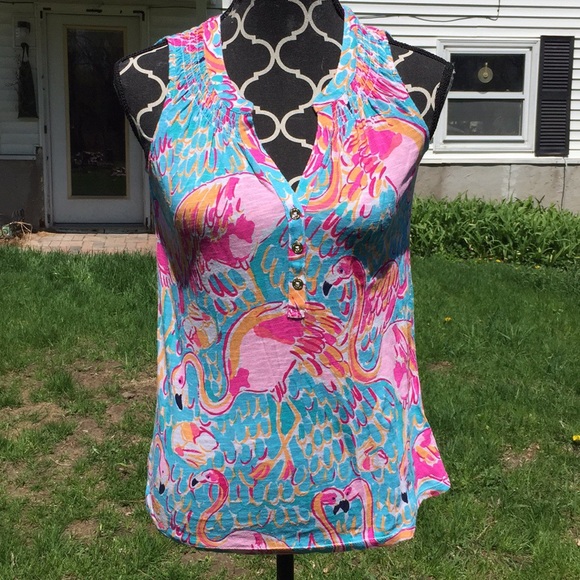 Lilly Pulitzer Tops - Lilly Pulitzer Flamingo Essie Sz XS
